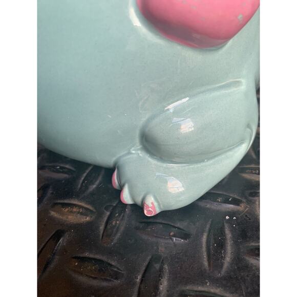 Vintage Kitsch Cute Candy Dapper Dragon Cookie Jar Bowtie Green Pink *Scratched* - Picture 6 of 13